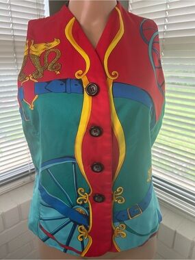 Vibrant Multicolor Printed Sleeveless Button-Front Top